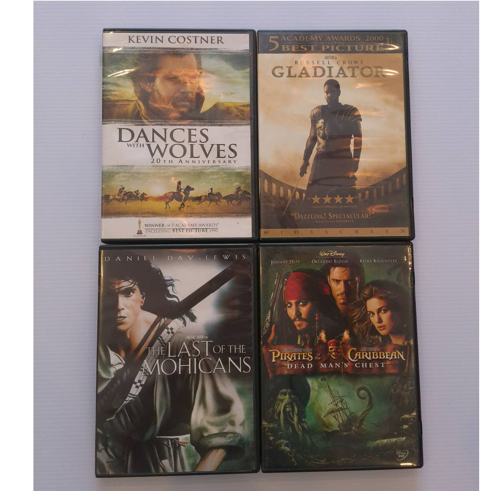 Last of the Mohicans, Gladiators, Dances, Pirates 4 DVDS